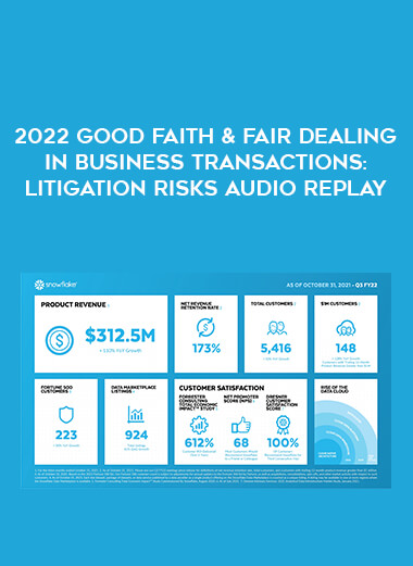2022 Good Faith & Fair Dealing in Business Transactions: Litigation Risks Audio Replay digital download