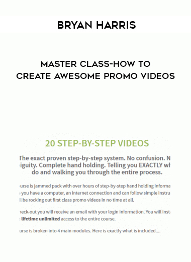 Bryan Harris – MASTER CLASS-How to Create Awesome Promo VIdeos digital download