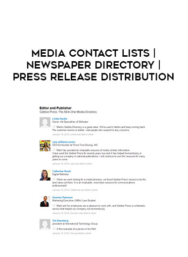 Media contact lists | Newspaper directory | Press release distribution digital download